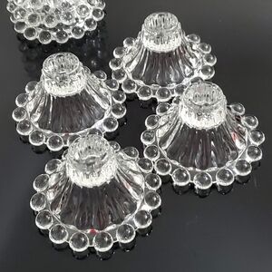 (4) 1950s "Berwick - Boopie Clear" Candle Sticks by Anchor Hocking